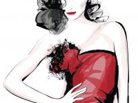 Fashion model with red dress - Vector illustration