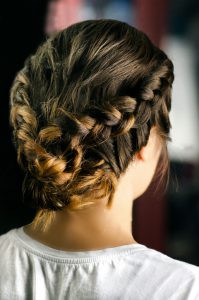 Beautiful coiffure from pigtails