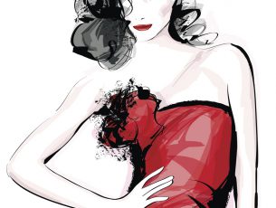 Fashion model with red dress - Vector illustration
